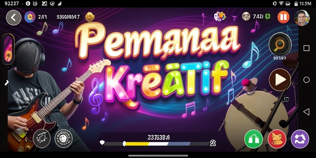 Screenshot utama 93337 menunjukkan gameplay musik interaktif yang menarik.