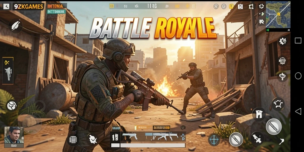 Tangkapan layar menunjukkan aksi pertempuran seru di 9ZKGAMES.