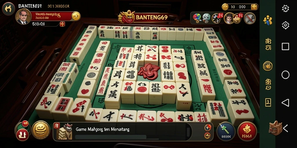 Tampilan gameplay seru BANTENG69 dengan ubin Mahjong.
