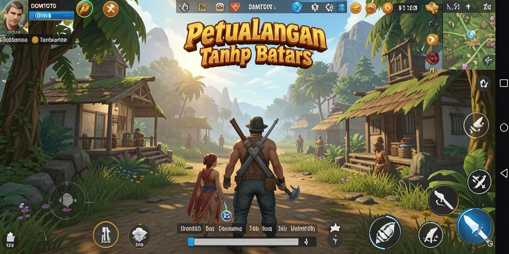 Screenshot gameplay DOMTOTO menampilkan petualangan dalam dunia terbuka yang memukau.