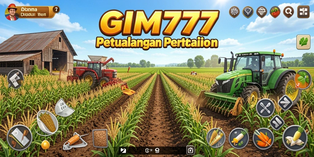 Tampilan gameplay GIM777 yang menggambarkan suasana pertanian.
