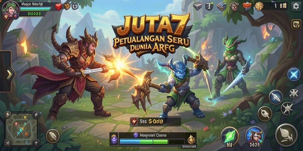 Screenshot gameplay JUTA7 yang menampilkan pertarungan epik dan karakter menarik.
