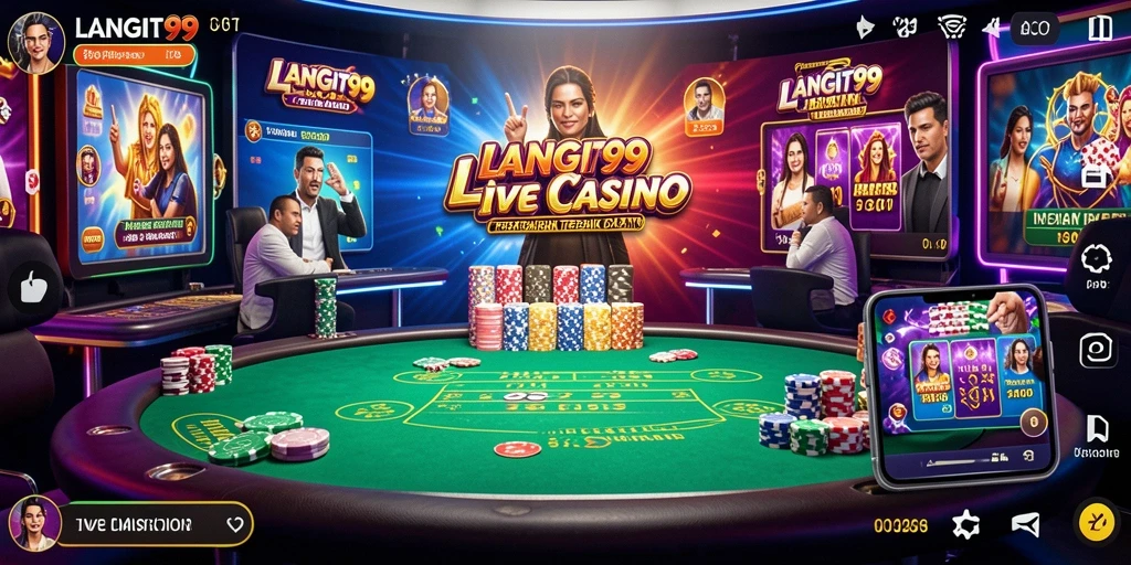 Tampilan menarik dari gameplay Live Casino LANGIT99 dengan dealer nyata.