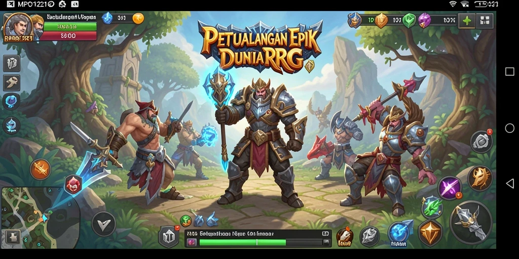 Screenshot menggambarkan aksi pertempuran seru dalam game RPG MPO1221.