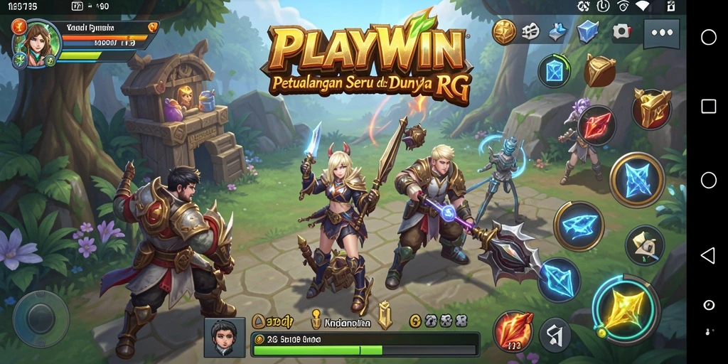 Screenshot utama menunjukkan aksi seru dalam permainan RPG.