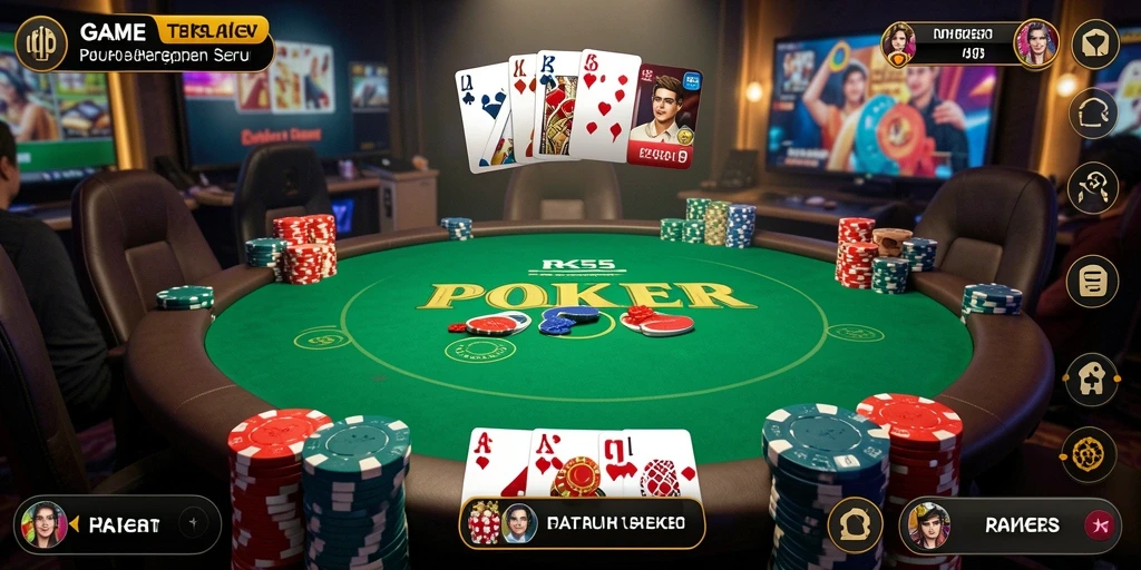 Tampilan gameplay Poker yang mendebarkan dalam RK55.