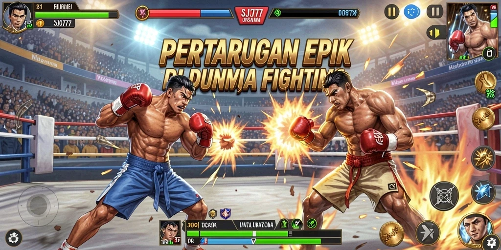 Tampilan gameplay SJO777 dengan pertarungan yang seru dan karakter beragam.