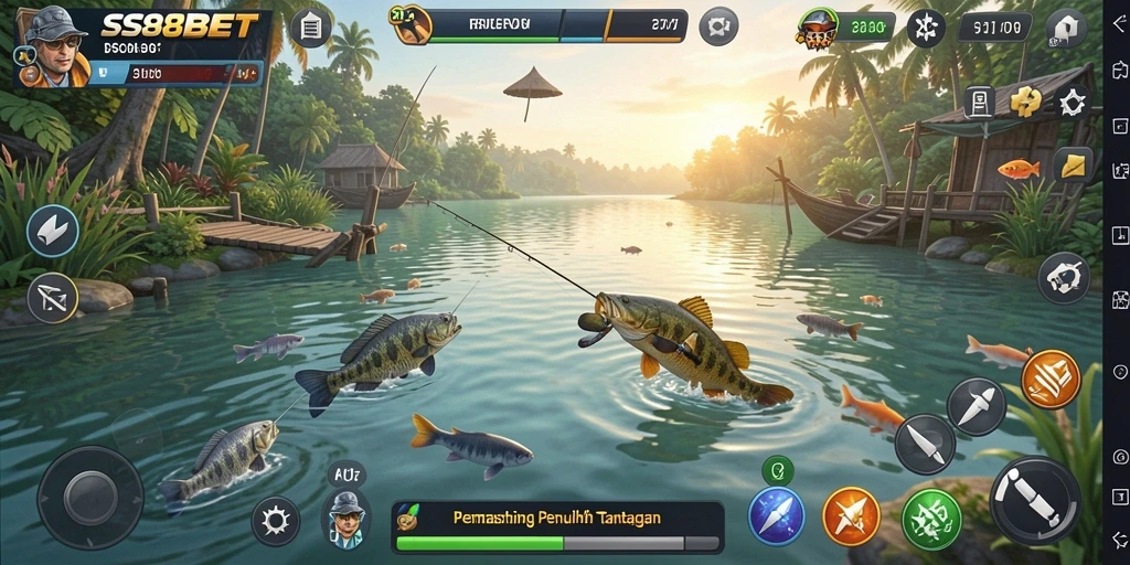Screenshot gameplay SS88BET yang menampilkan pengalaman memancing yang mendebarkan.