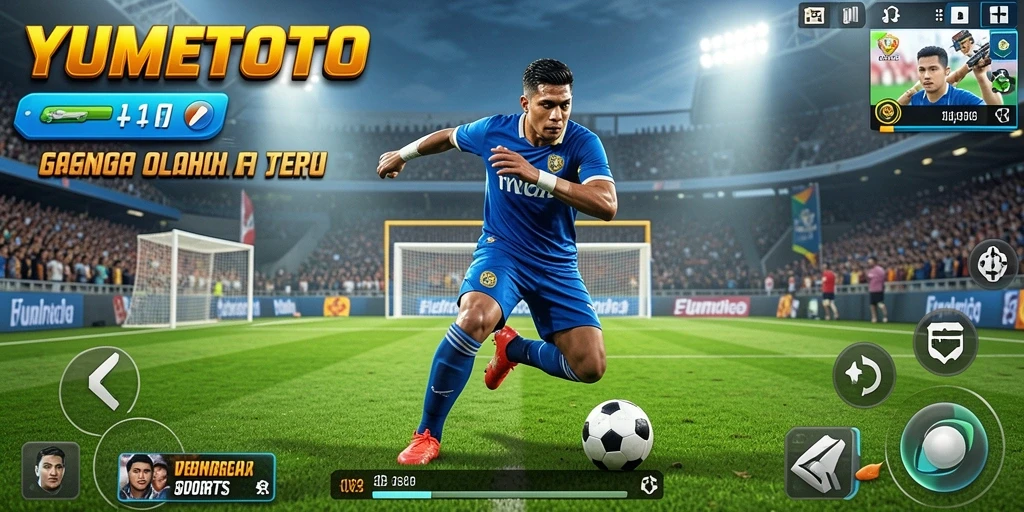 Screenshot gameplay YUMETOTO menampilkan aksi olahraga yang intens.